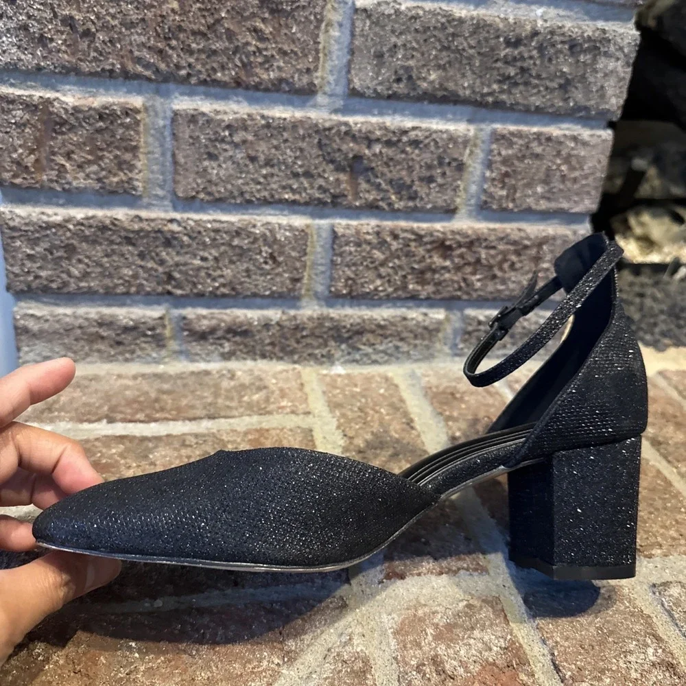 BCBGeneration Rola Shimmery Block Heel Pump Women's Black Size 9M #502